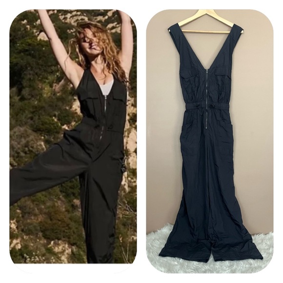 FP Movement by Free People Pants - {FP Movement} Back on Trek One Piece Jumpsuit in Black - Womens Large